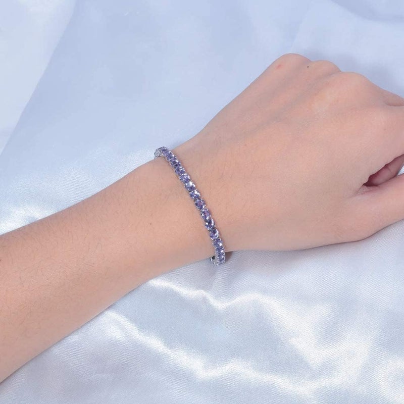 CiNily Adjustable Tennis Bracelets for Women Teen Girls Rainbow Cubic Zirconia Bracelet 14K White Gold Plated Hypoallergenic Slider Bracelet Jewelry Gift - Image 3